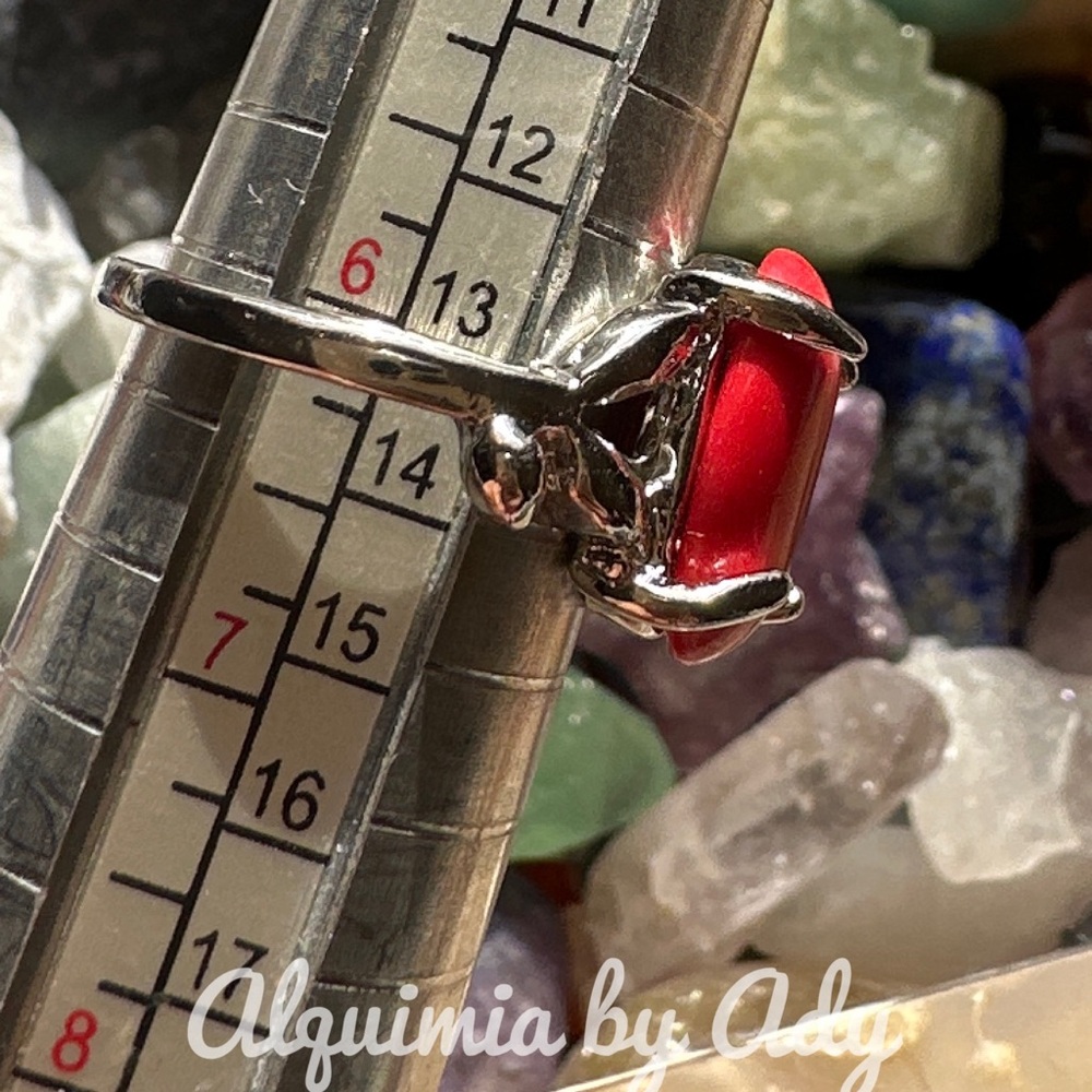 Bohemian red turquoise silver ring - Picture 3 of 3